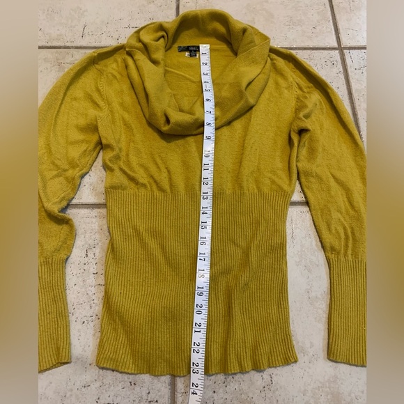 Slonl Cowl Neck Sweater Mustard Yellow Ribbed Knit Top Small - Picture 5 of 5